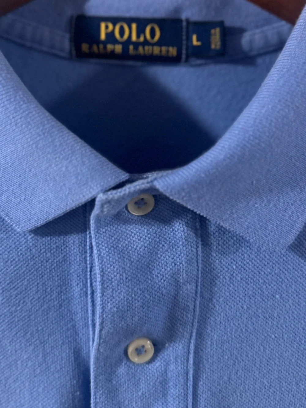 Y2K VTG Polo Ralph Lauren Men's Light Blue Polo with Orange Pony Size Large